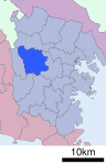 Location of Asahi ward Yokohama city Kanagawa prefecture Japan